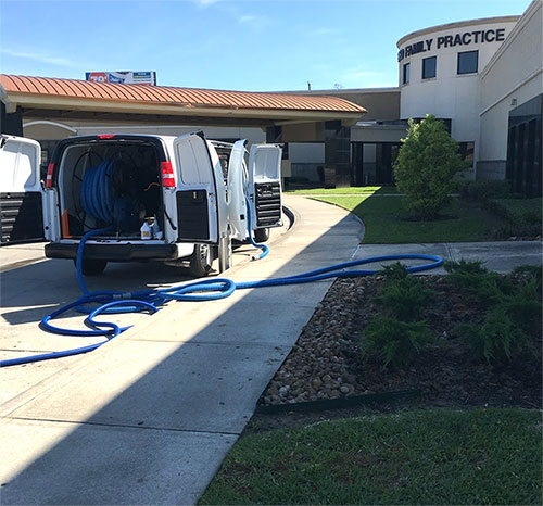 van cleaning a medical building